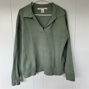 Max Studio Sage Green Collared Sweater
